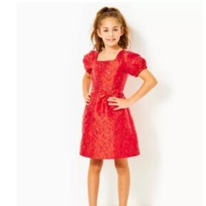 Lily Pulitzer Red Floral Dress with Puff Sleeves